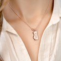 Personalised Cat-Shaped Memorial Necklace – Engraved with Name