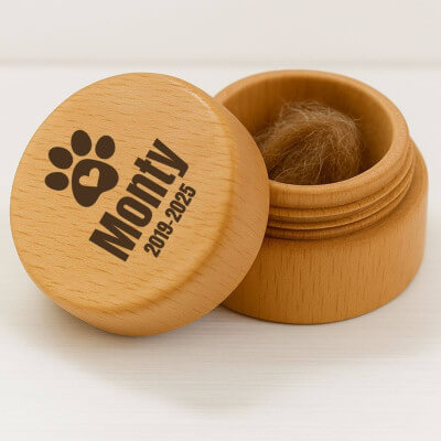 Round Wooden Dog Memorial Keepsake for Ashes or...