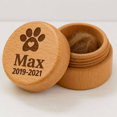 Round Wooden Dog Memorial Keepsake for Ashes or...