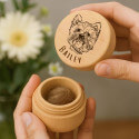 Picture-to-drawing Round Wooden Dog Memorial Keepsake for Ashes or Fur Storage - Engraved with Name