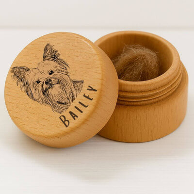 Picture-to-drawing Round Wooden Dog Memorial...