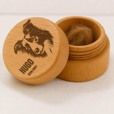 Picture-to-drawing Round Wooden Dog Memorial...