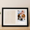 Paw Print Clay & Photo Frame Kit – Wooden Dog Memorial Picture Frame for Indoor Display