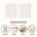 Folding Paw Print Clay & Photo Frame Kit – Wooden Dog Memorial Picture Frame for Indoor Display