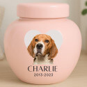 Personalised Ceramic Dog Urn with Photo – Pet Cremation Urn for Ashes with Name, Dates & Heart Tribute