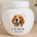 Personalised Ceramic Dog Urn with Photo – Pet Cremation Urn for Ashes with Name, Dates & Heart Tribute