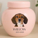 Personalised Ceramic Dog Urn with Photo –  Pet Cremation Urn for Ashes with Name & Dates