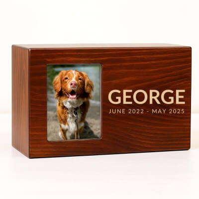 Personalised Wooden Dog Urn Box with Photo –...