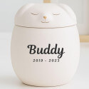 Personalised Ceramic Dog Urn with Sleeping Pet Lid – Pet Cremation Urn for Ashes with Name & Dates