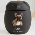 Personalised Ceramic Dog Urn with Sleeping Pet Lid – Pet Cremation Urn for Ashes with Dog's Photo, Name & Dates