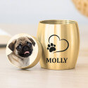 Personalised Dog Urn with Engraved Photo Drawing on the lid – Mini Keepsake Urn with Name