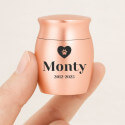 Personalised Dog Urn with Engraved Name, Dates & Paw Heart Design - Mini Keepsake Urn