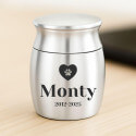 Personalised Dog Urn with Engraved Name, Dates & Paw Heart Design - Mini Keepsake Urn
