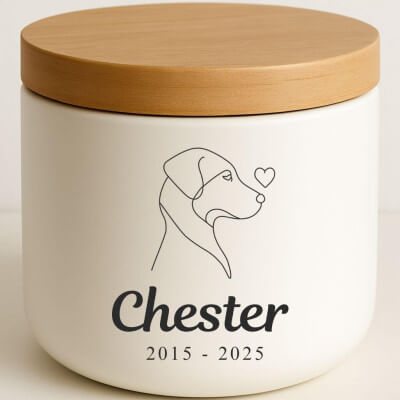 Personalised Ceramic Dog Urn with Minimalist...