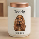 Personalised Ceramic Dog Urn with Photo –  Pet Cremation Urn for Ashes with Name, Dates & Stainless Steel Lid