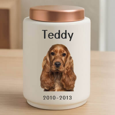 Personalised Ceramic Dog Urn with Photo –  Pet...