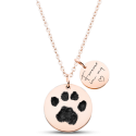 Personalised Dog Memorial 2-Charm Round Necklace – Engraved with Pet's Paw Print, Name & Dates