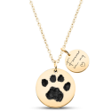 Personalised Dog Memorial 2-Charm Round Necklace – Engraved with Pet's Paw Print, Name & Dates