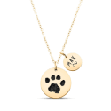 Personalised Dog Memorial 2-Charm Round Necklace – Engraved with Pet's Paw Print, Name & Dates