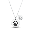 Personalised Dog Memorial 2-Charm Round Necklace – Engraved with Pet's Paw Print, Name & Dates