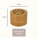Personalised Wooden Dog Urn with Infinity Paw Heart – Engraved Pet Memorial Urn with Name & Dates