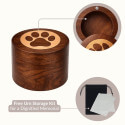 Personalised Wooden Dog Urn with Infinity Paw Heart – Engraved Pet Memorial Urn with Name & Dates