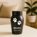 Personalised Dog Urn with Name, Dates & Paw Print Design  – Pet Memorial Stainless Steel Urn