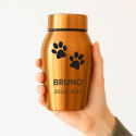 Personalised Dog Urn with Name, Dates & Paw Print Design  – Pet Memorial Stainless Steel Urn