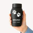 Personalised Dog Urn with Name, Dates & Paw Print Design  – Pet Memorial Stainless Steel Urn