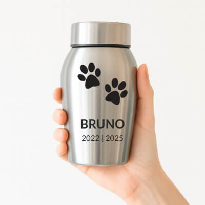 Personalised Dog Urn with Name, Dates & Paw...