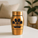 Personalised Dog Urn with Name & Dates in a Paw Print Design  – Pet Memorial Stainless Steel Urn