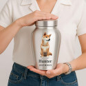 Personalised Dog Urn with Full Pet Portrait – Stainless Steel Memorial Urn with Name & Dates