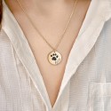 Personalised Dog Memorial Round Necklace – Engraved with Pet's Paw Print & Name
