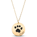 Personalised Dog Memorial Round Necklace – Engraved with Pet's Paw Print & Name