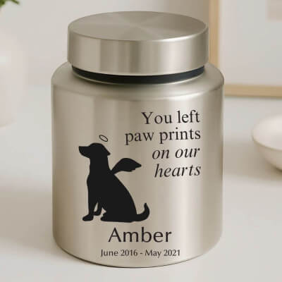 Personalised Dog Urn with Angel Pup Design –...