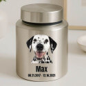 Personalised Dog Urn with Photo – Cylinder Stainless Steel Memorial Urn  with Name & Dates