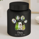 Personalised Dog Urn with Photos in a Paw-shaped Frame – Cylinder Stainless Steel Memorial Urn  with Name & Dates