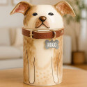 Personalised Handmade Ceramic Dog Urn by Breed – Custom Memorial Urn with Painted Portrait & Open Eyes Design