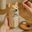 Personalised Handmade Ceramic Dog Urn by Breed – Custom Memorial Urn with Painted Portrait & Open Eyes Design
