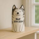Personalised Handmade Ceramic Dog Urn by Breed – Custom Memorial Urn with Painted Portrait & Closed Eyes Design