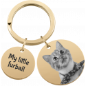 Personalised Dog Memorial 2-Charm Round Keyring - Engraved with Pet's Photo, Name & Dates