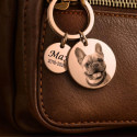 Personalised Dog Memorial 2-Charm Round Keyring - Engraved with Pet's Photo, Name & Dates
