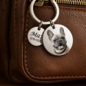 Personalised Dog Memorial 2-Charm Round Keyring - Engraved with Pet's Photo, Name & Dates
