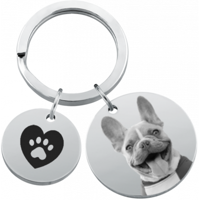 Personalised Dog Memorial 2-Charm Round Keyring...