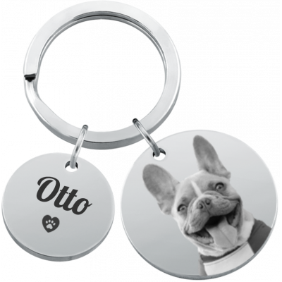 Personalised Dog Memorial 2-Charm Round Keyring...