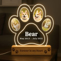 Personalised Dog Memorial Light with Four Photos – Paw-shaped LED Pet Tribute Lamp with Engraved Name & Dates on Acrylic Plaque