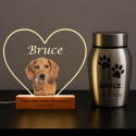 Personalised Dog Memorial Light with Photo – Heart LED Pet Tribute Lamp with Engraved Name & Dates on Acrylic Plaque
