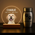 Personalised Dog Memorial Light with Photo – Round LED Pet Tribute Lamp with Engraved Name & Dates on Acrylic Plaque