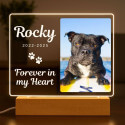 Personalised Dog Memorial Light with Photo – Rectangular Landscape LED Pet Tribute Lamp with Engraved Name & Dates on Acrylic Plaque