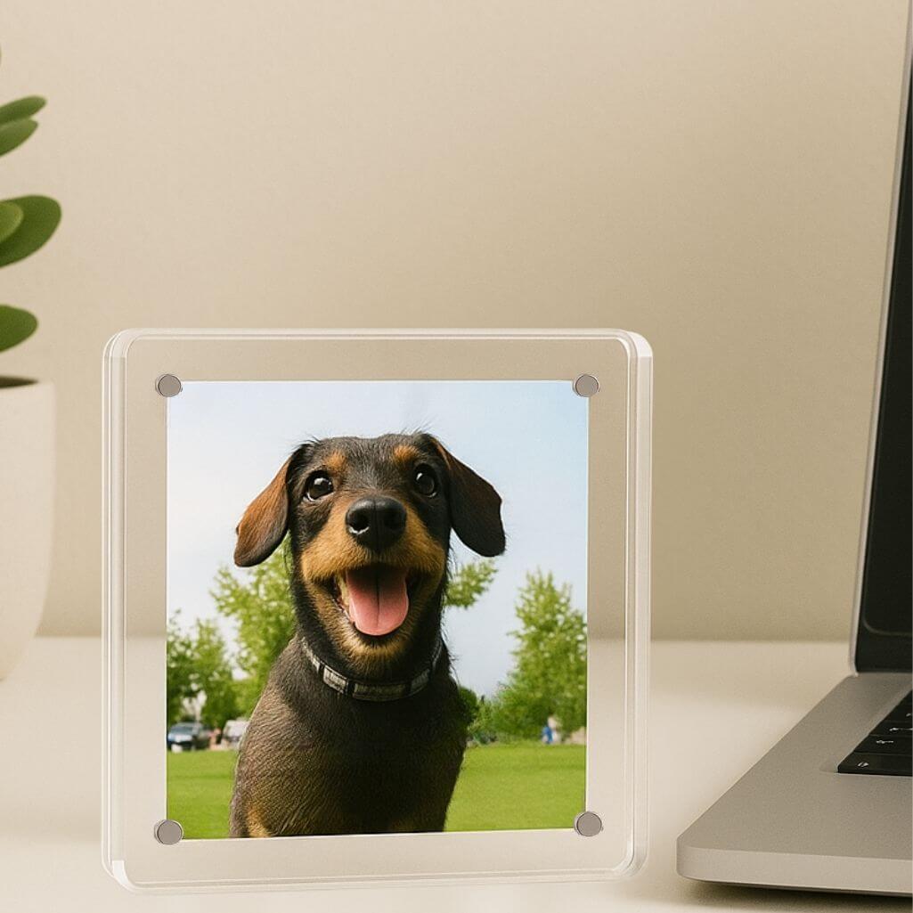 Acrylic Dog Memorial Frame – Square Custom Pet Photo Plaque